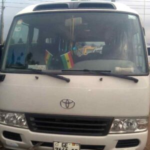 Hire air-conditioned Toyota Coaster bus in Accra, Tema, Takoradi, Kumasi or Tamale Ghana. A1