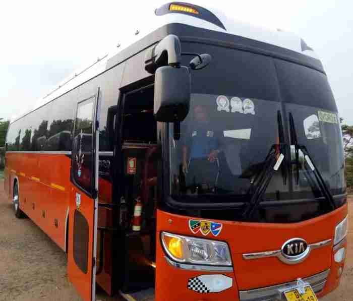 big passenger kia granbird coach bus rental accra ghana affordable