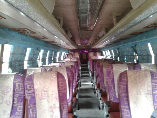 Inside of coach bus Accra, Ghana. Air-conditioned bus